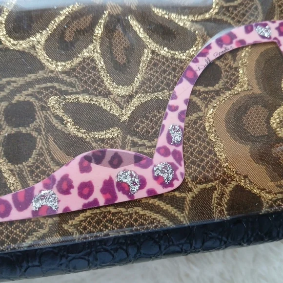 Debbie Brooks Black Silver Gem Clasp Handbag Cheetah Shoe Floral Crystals. FL - Picture 4 of 12